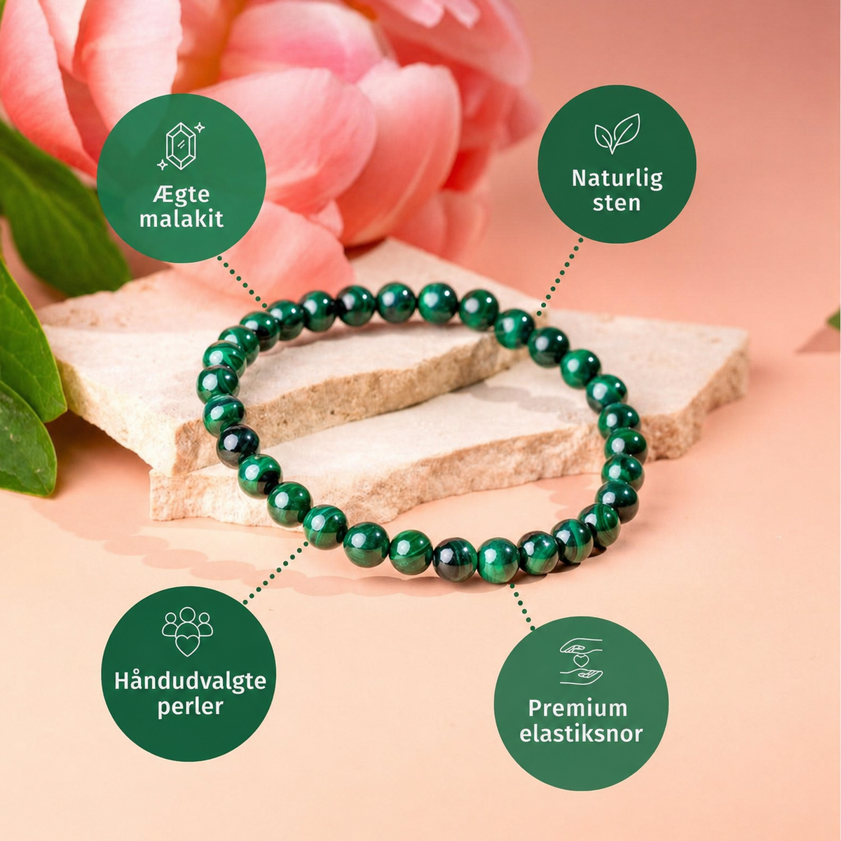 Indre Balance – Malakitarmbånd | 6 mm – billede 4
