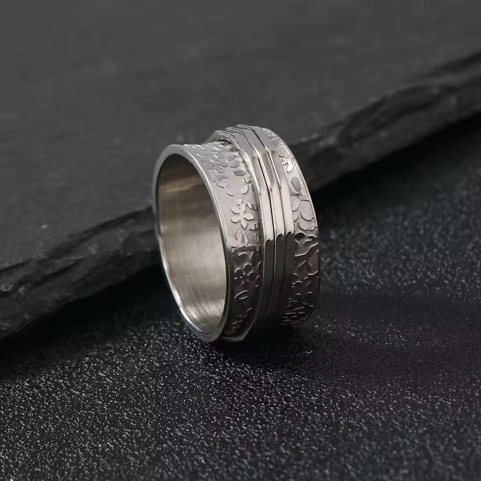 Drejering | Ring i sølvfarve med drejeligt bånd – Visning 01