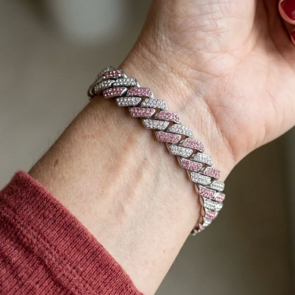 Rosenpanser | Panserarmbånd med lyserøde sten – Visning 01