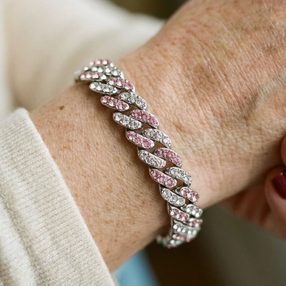 Rosenis | Panserarmbånd med lyserøde sten – Visning 01