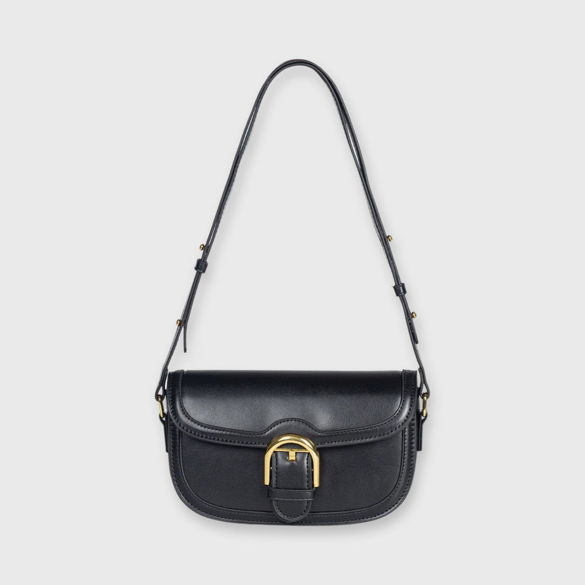 Sort Bella mini skuldertaske set forfra