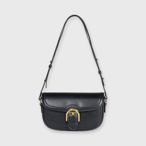 Sort Bella mini skuldertaske set forfra