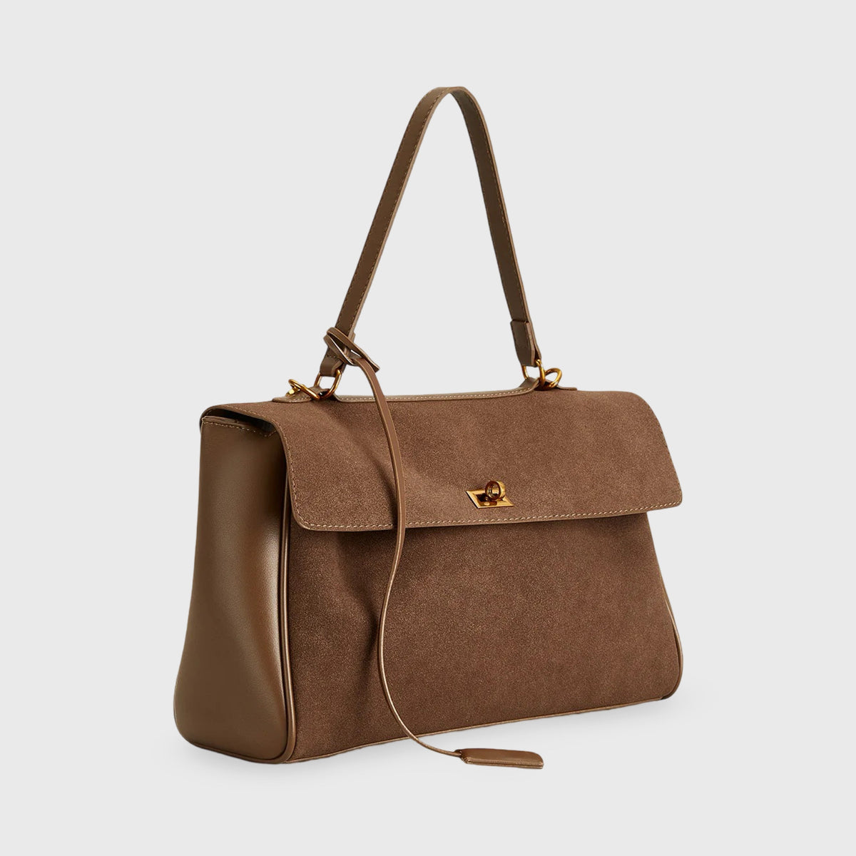 Brun Ciara Premium ruskindstaske set fra siden