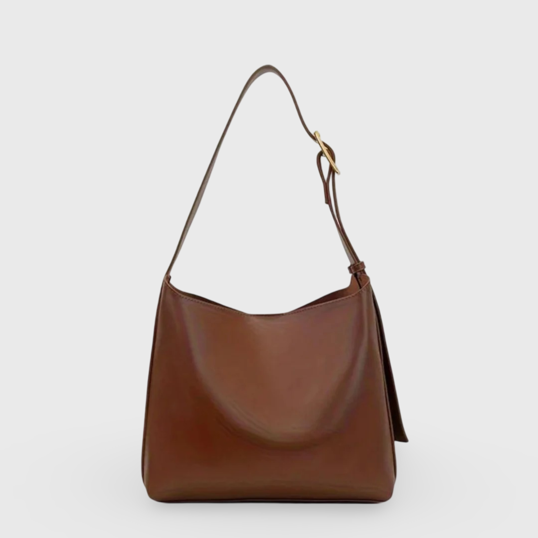 Brun Classy Workday skuldertaske set forfra