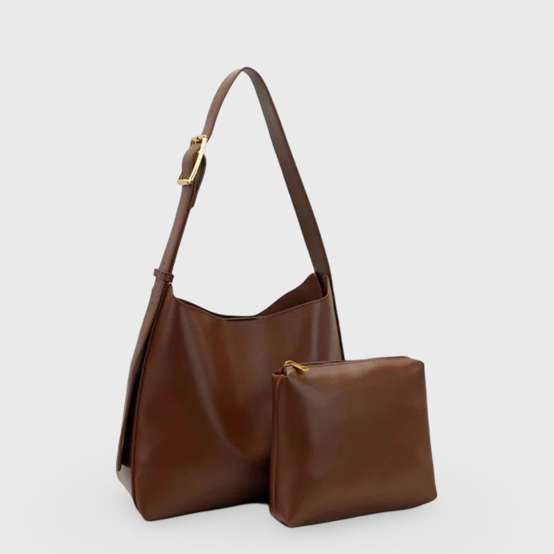 Brun Classy Workday skuldertaske set fra siden