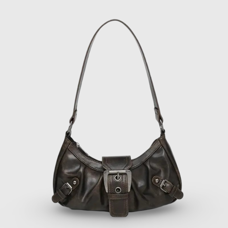 Mørkebrun Dream Vintage skuldertaske set forfra