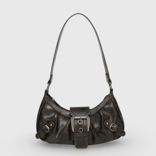 Mørkebrun Dream Vintage skuldertaske set forfra