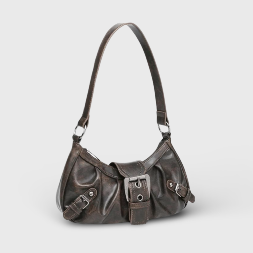 Mørkebrun Dream Vintage skuldertaske set fra siden