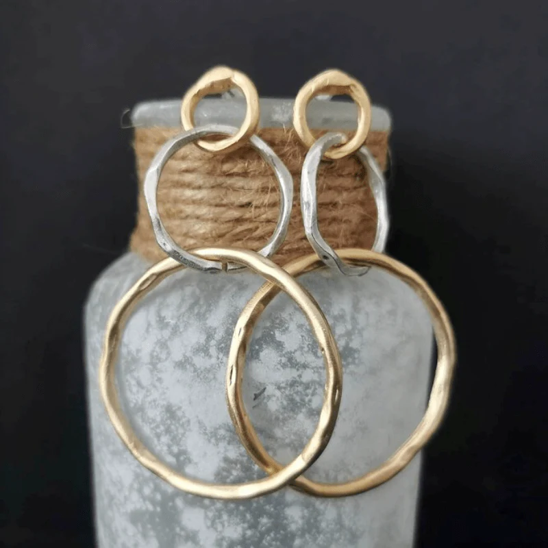 Duo Ring | Guldfarvet creol med stiksmykke – Visning 01