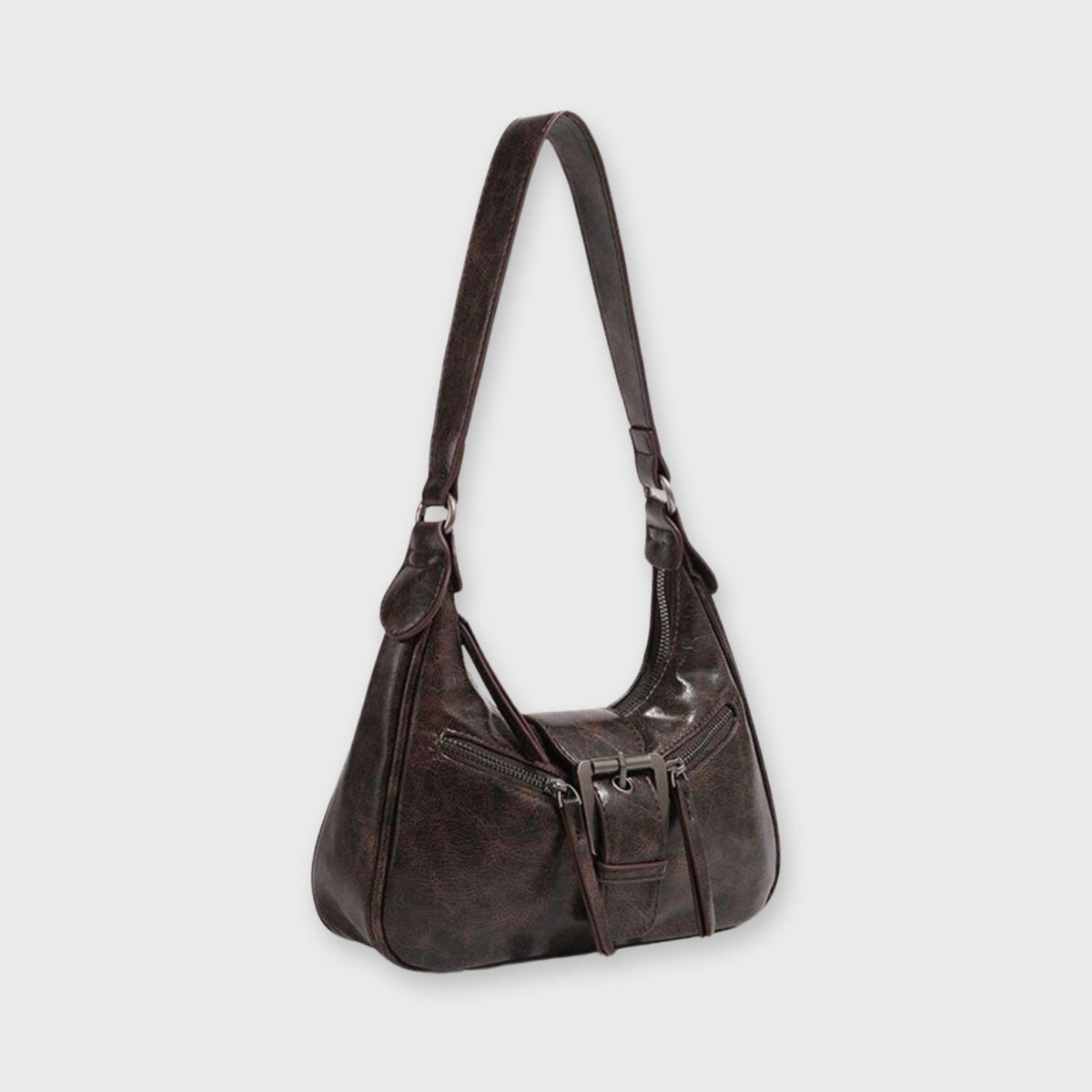 Mørkebrun Jenice crossbody set fra siden