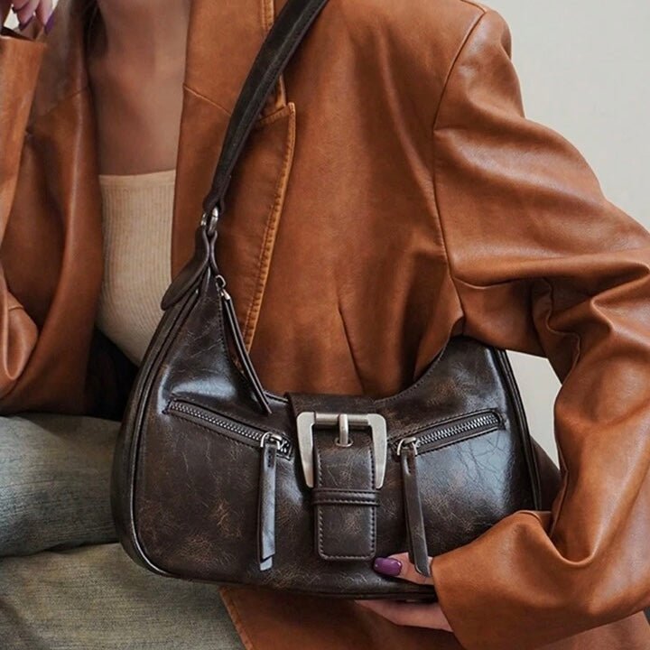 Mørkebrun Jenice crossbody set skråt forfra