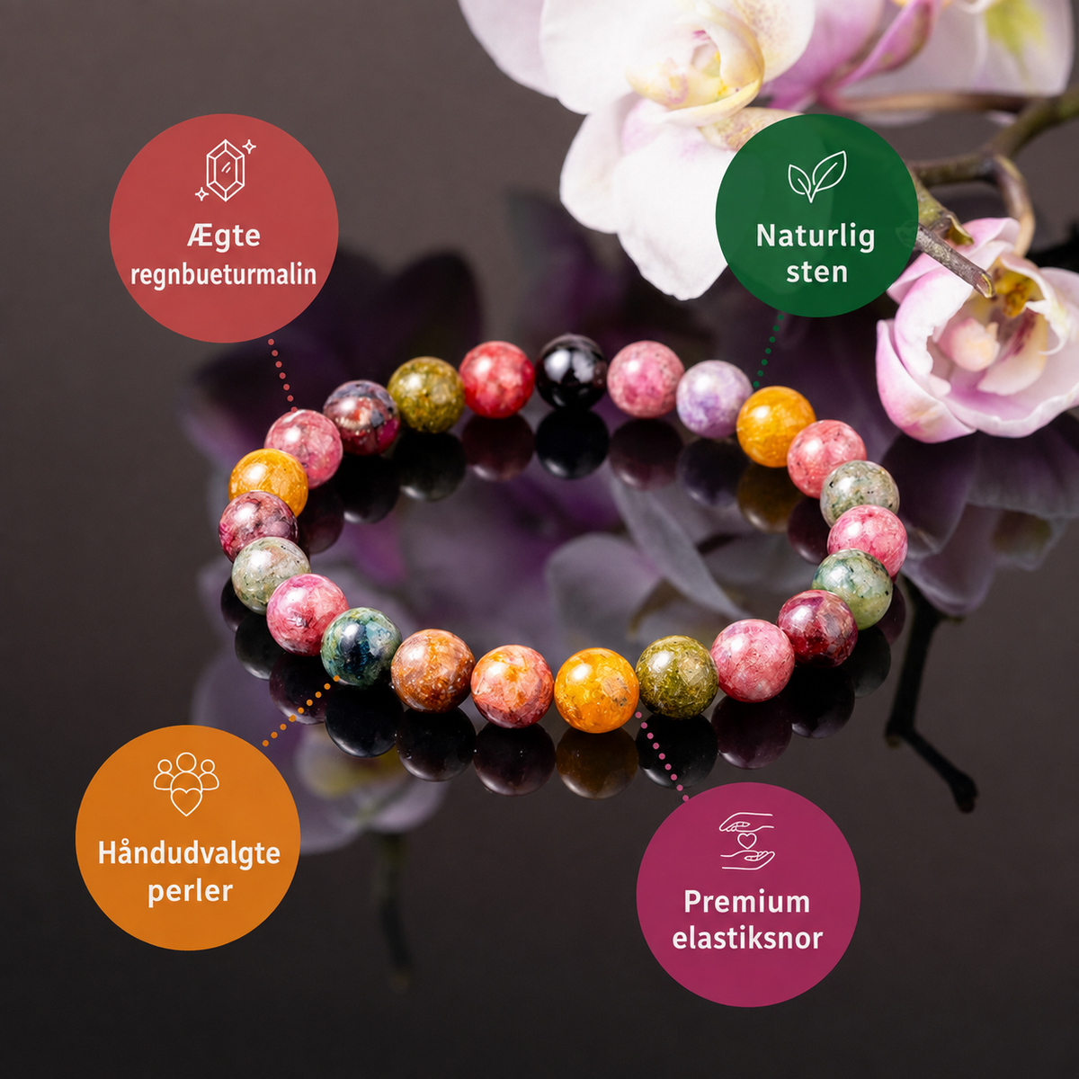 Jordforbindelse – Regnbueturmalin-armbånd | 8 mm – billede 4