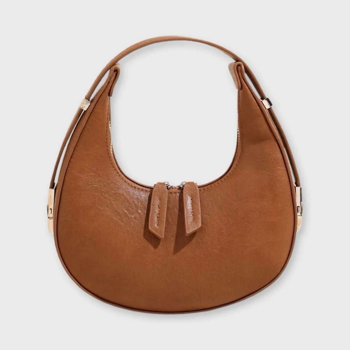 Cognac Moon halvmåne taske set forfra
