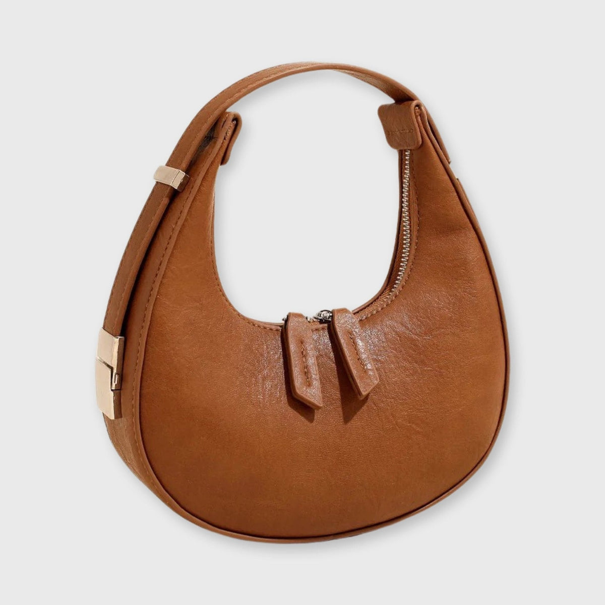 Cognac Moon halvmåne taske set fra siden