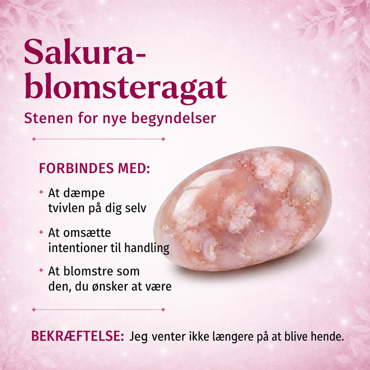 Nye Begyndelser – Sakura-agatarmbånd | 10 mm – billede 3