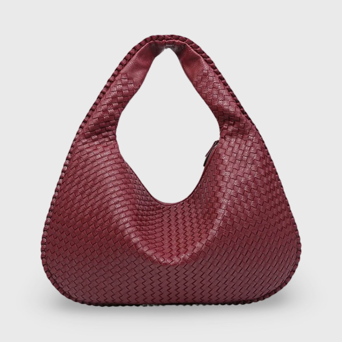 Bordeaux Oversize vævet skuldertaske set forfra