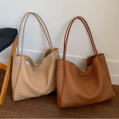 Camel Sarah vævet shopper set fra siden