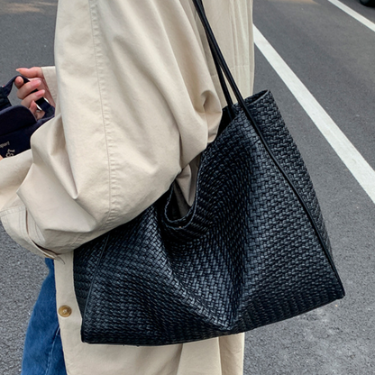 Sort Sarah vævet shopper set fra siden
