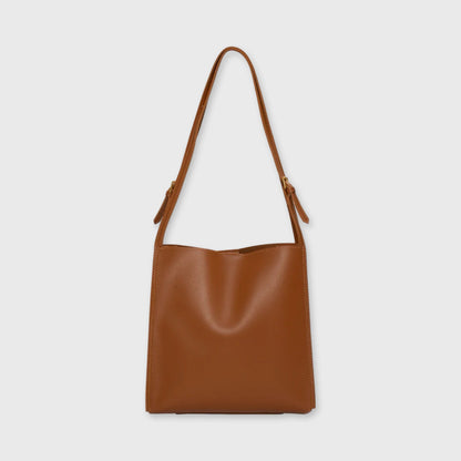 Cognac Tote skuldertaske set forfra