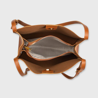 Cognac Tote skuldertaske detaljebillede