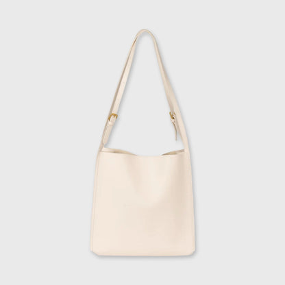 Creme Tote skuldertaske set forfra