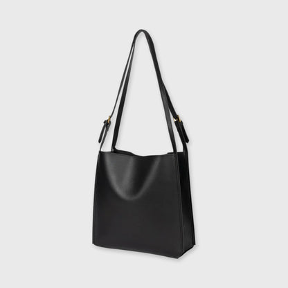 Sort Tote skuldertaske set fra siden
