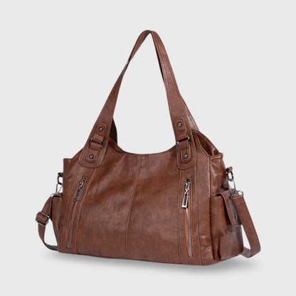 Cognac Valentina skuldertaske set fra siden