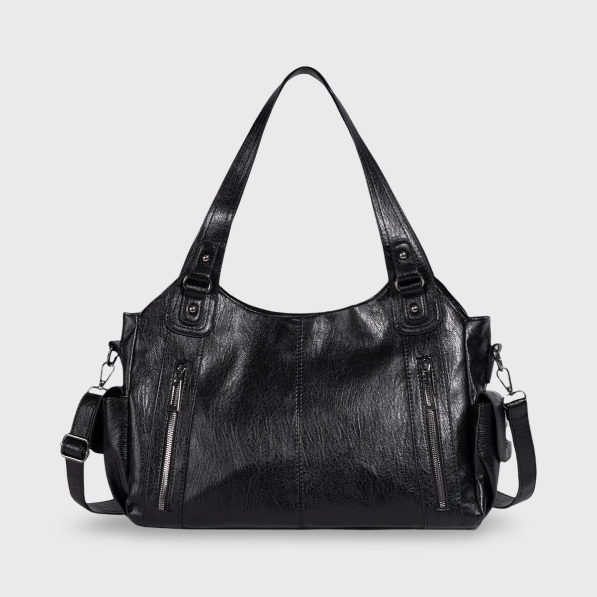 Sort Valentina skuldertaske set forfra
