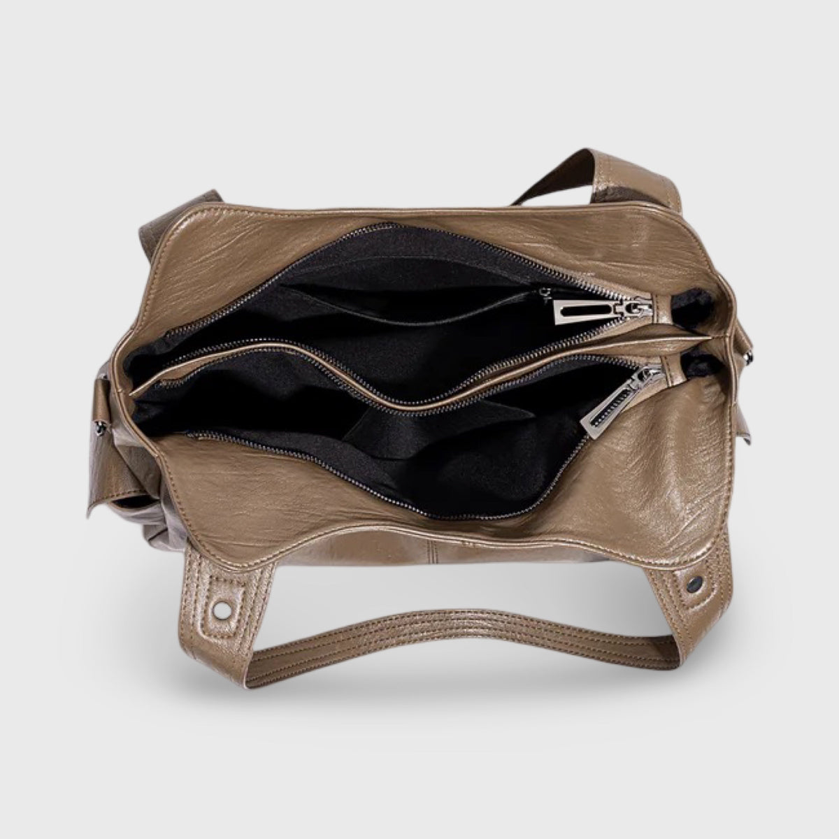 Taupe Valentina skuldertaske detaljebillede