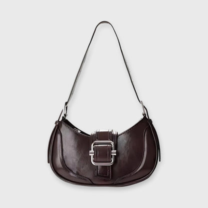 Mørkebrun Vintage Belt crossbody set forfra