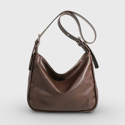 Mørkebrun Vintage Office skuldertaske set forfra