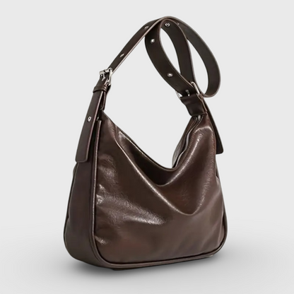 Mørkebrun Vintage Office skuldertaske set fra siden