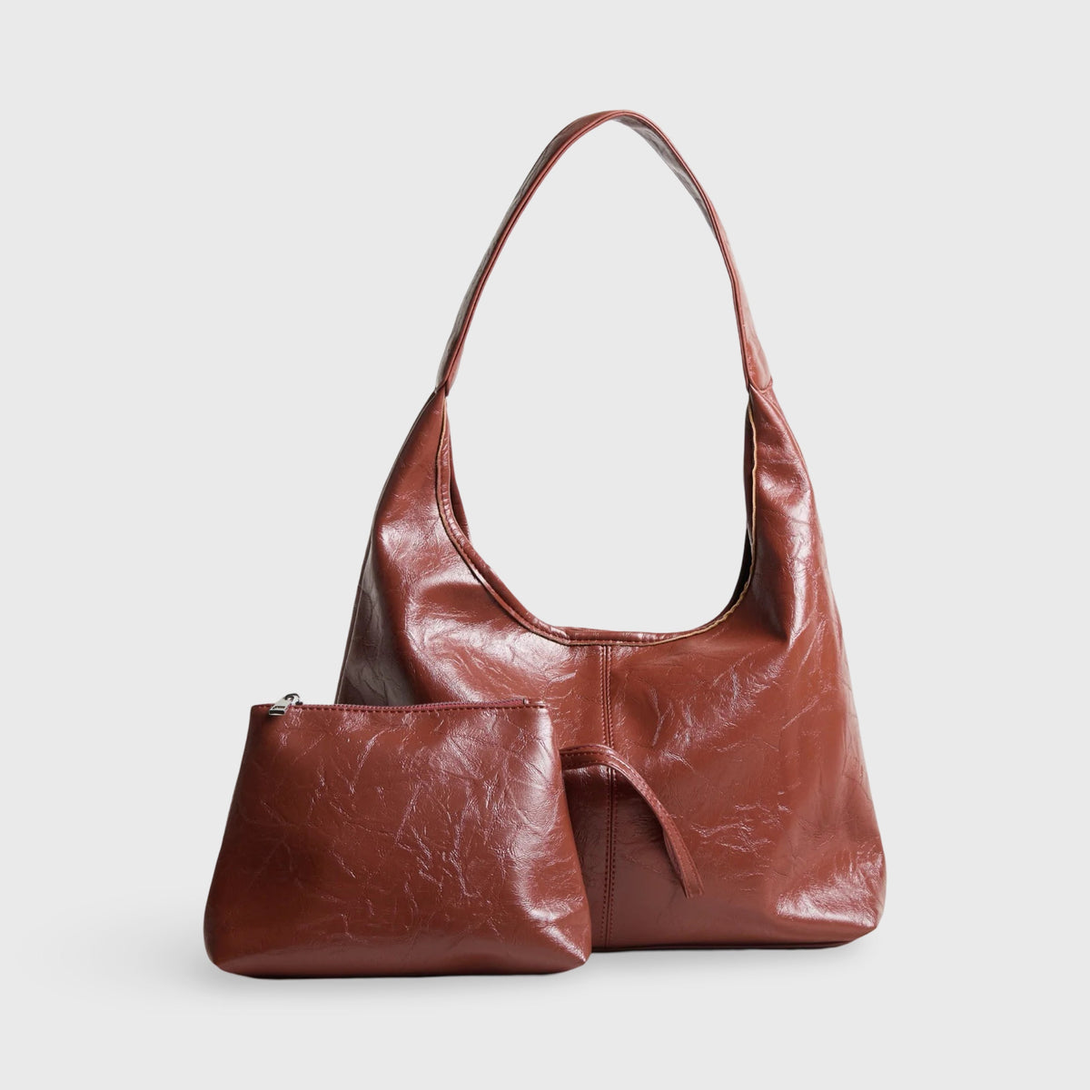 Rødbrun Vintage tote set fra siden