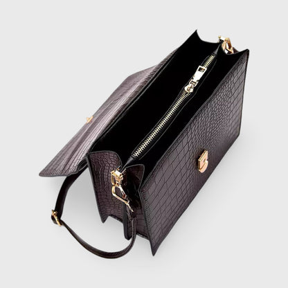 Mørkebrun Workday croco crossbody detaljebillede