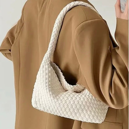 Hvid Woven skuldertaske set fra siden