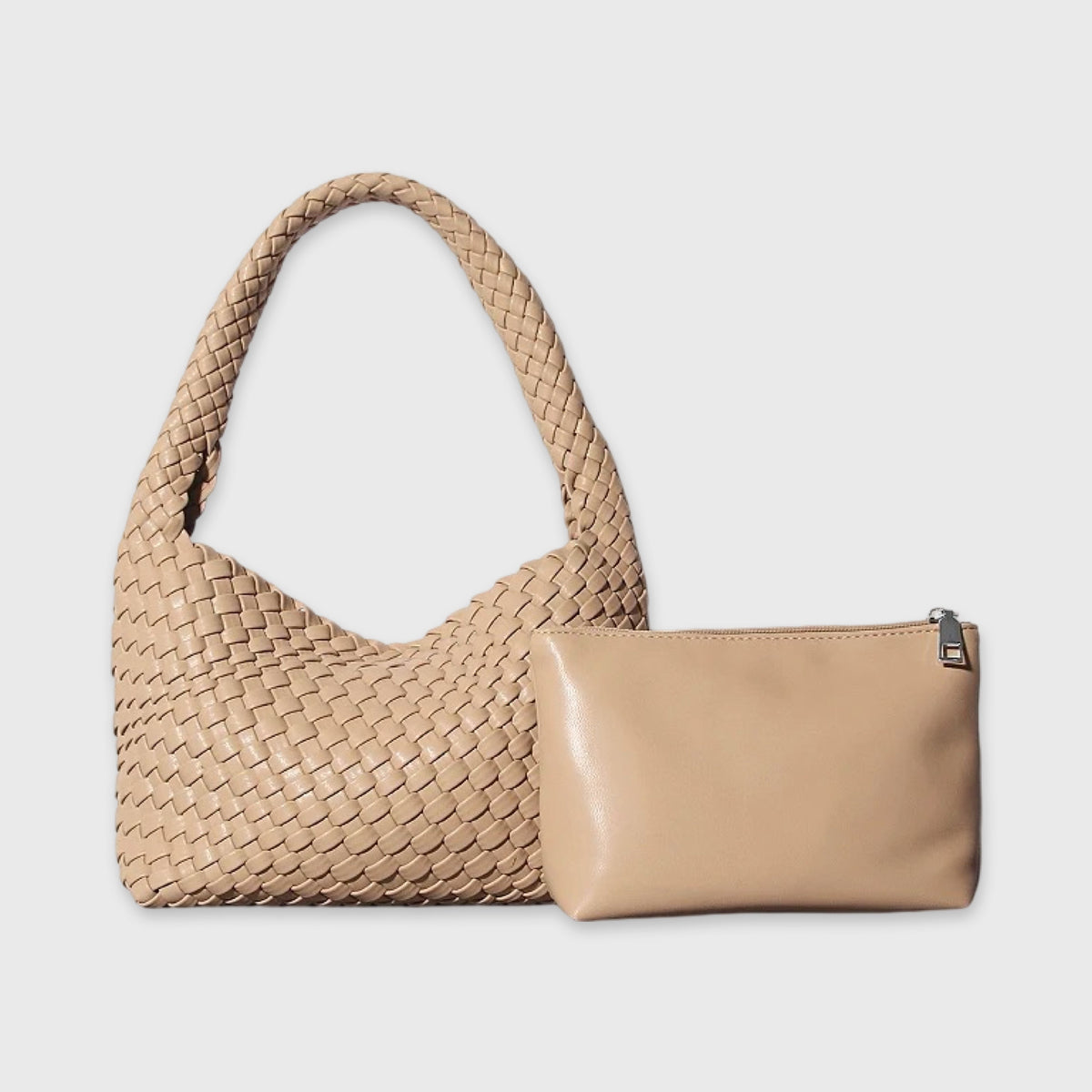 Sand Woven skuldertaske set forfra