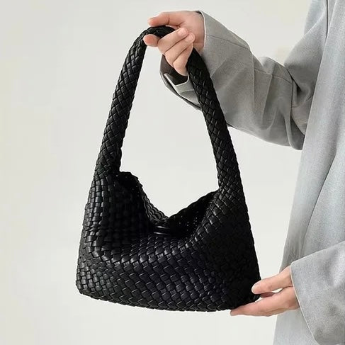 Sort Woven skuldertaske set fra siden
